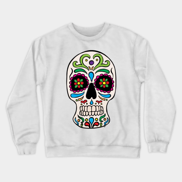 Sugar Skull - White Crewneck Sweatshirt by FlyingDodo